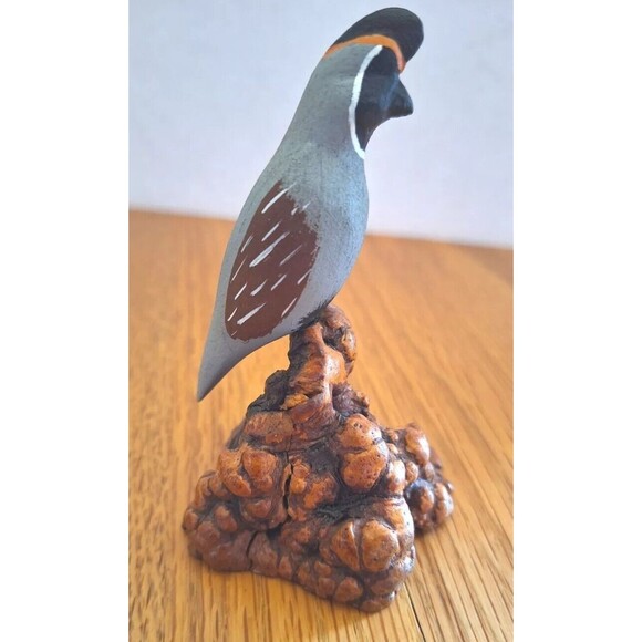 Vtg Ruth Thompson Originals Quail Bird Hand Carved Wood Mounted On Arizona Woods - Picture 2 of 5
